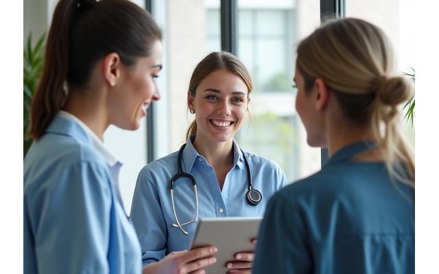 Diverse team collaborating in a bright, modern office, symbolizing helpful support and connection.